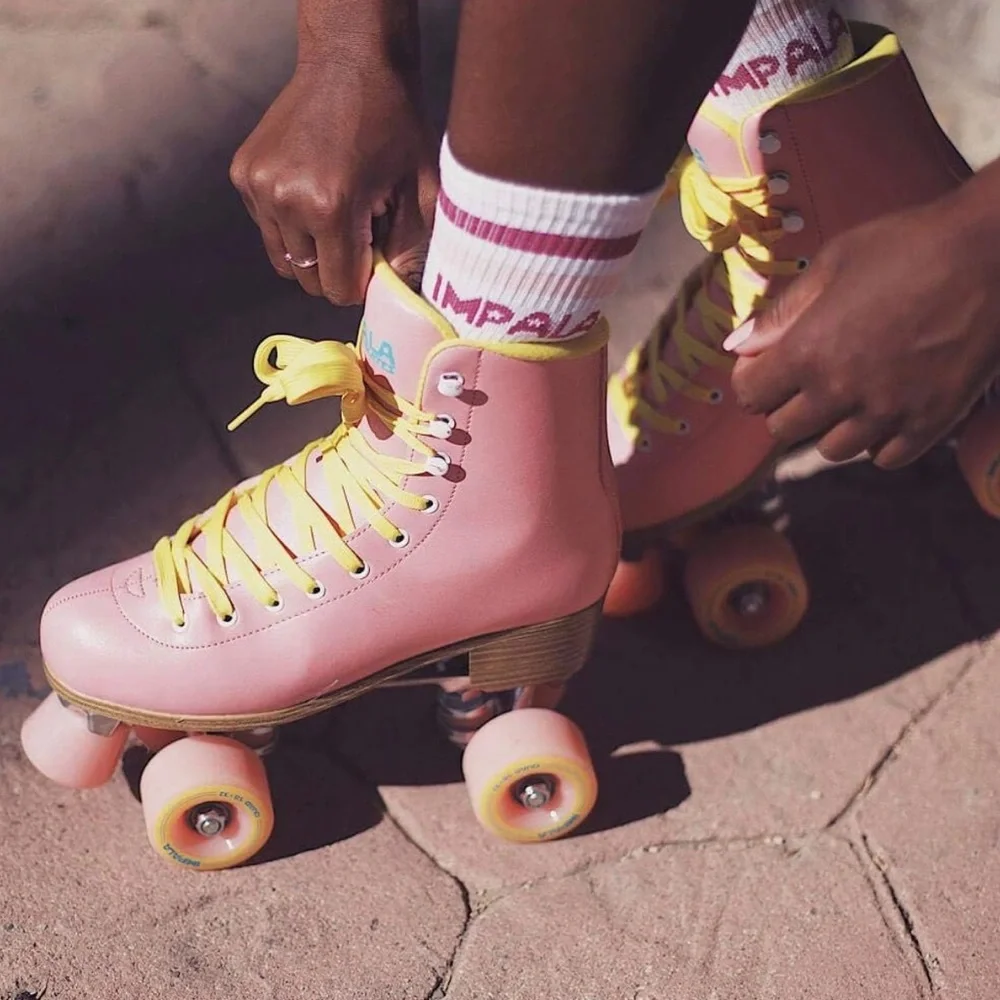 🌸Impala RollerSkates Women's Lace-Up Rollerskates, Pink/Yellow/US 10🌸 - Picture 3 of 8